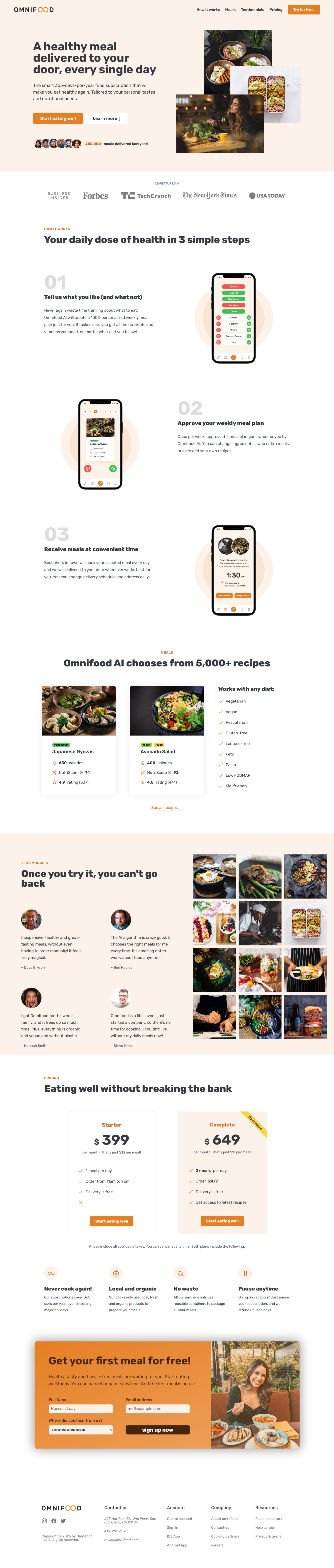 Healthy Meal Delivery Website - OMNIFOOD
